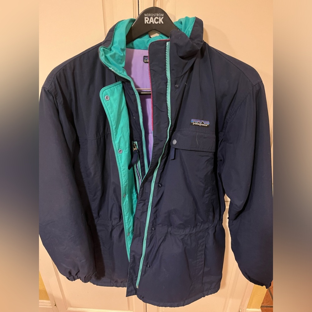 Patagonia Navy Ski Jacket with Teal Lining